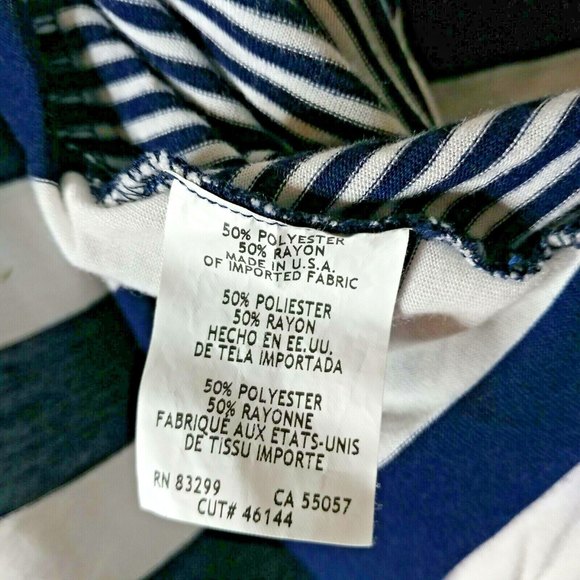 Annalee + Hope Cotton Cardigan Top NAVY Blue White Stripe Made in USA - Picture 5 of 5